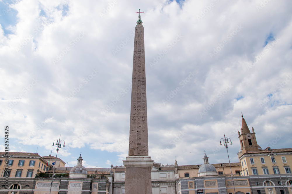 Piazza del Popolo and Flaminio Obelisk in Rome, Italy