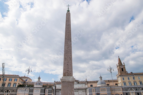 Piazza del Popolo and Flaminio Obelisk in Rome, Italy