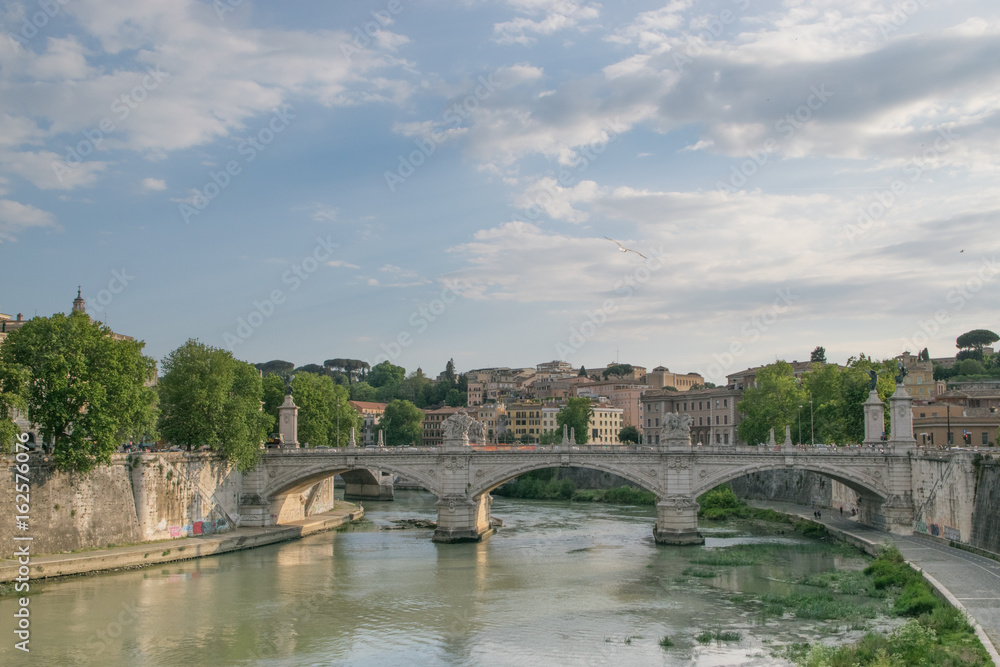 Tiver River, view from Ponte Principe Amadeo Savoia Aosta in Rome, Italy