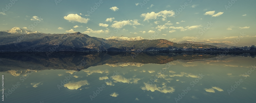 Fewa lake reflection in Pokhara