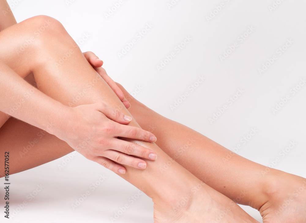 Hair removal and epilation. Woman legs with smooth skin after depilation. Hair removal and epilation. Woman legs with smooth skin after depilation.