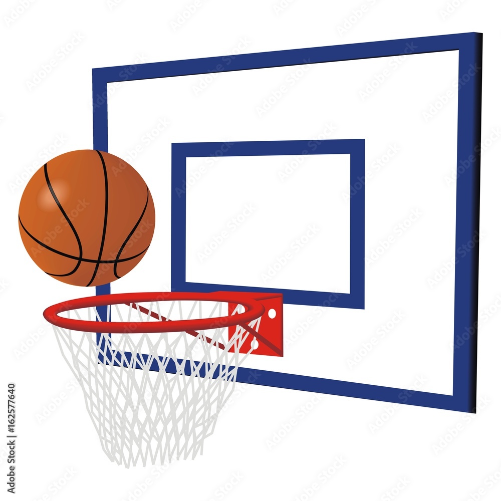 basketball board and ball