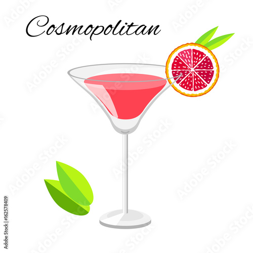 Cosmopolitan cocktail  isolated on white