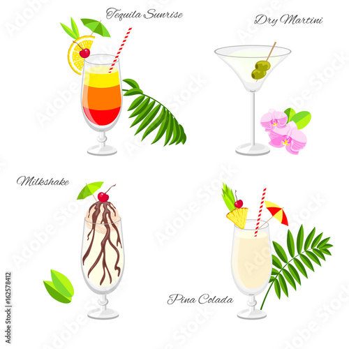 Set of  beach party cocktails