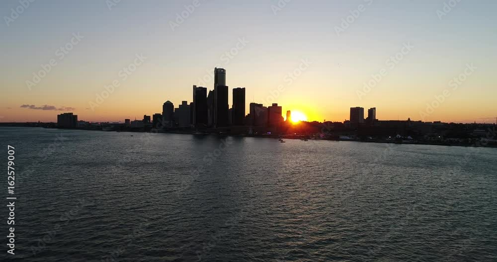 Detroit skyline during sunset Detroit skyline during sunset