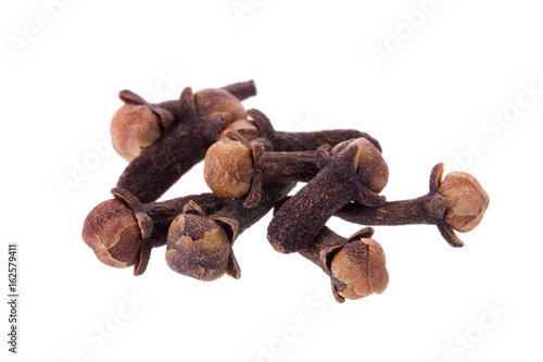 Clove spice closeup isolated on a white background