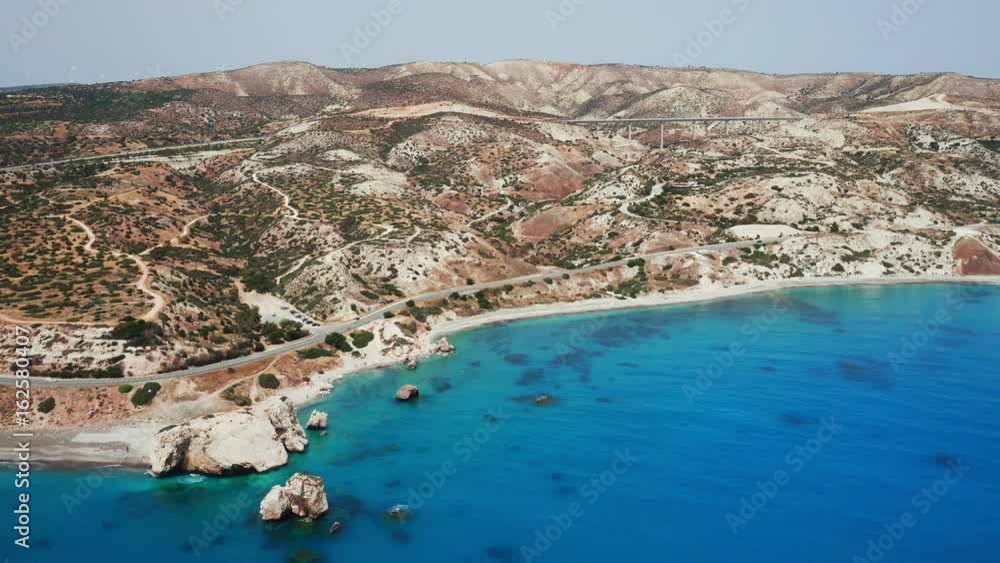 Aerial view beautiful wild beach on the coast of the blue ocean Aerial view beautiful wild beach on the coast of the blue ocean