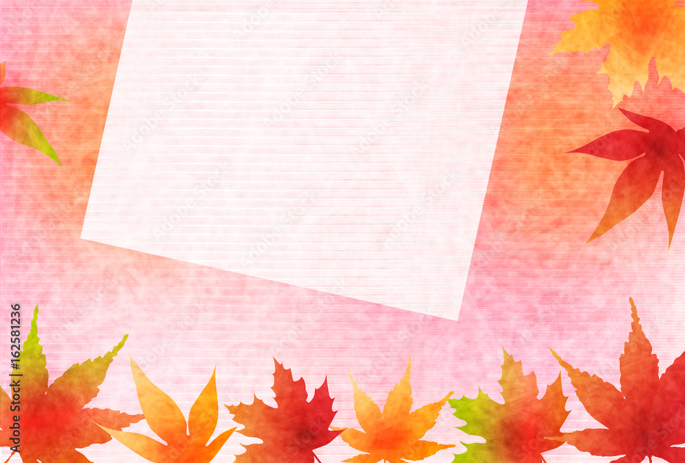 Obraz premium 紅葉 秋 和紙 背景