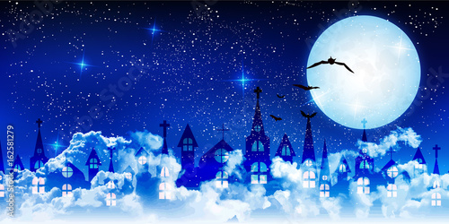 ハロウィン　城　秋　背景