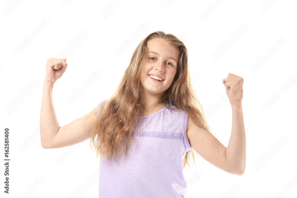 Cute teenager girl on white background Cute teenager girl on white background