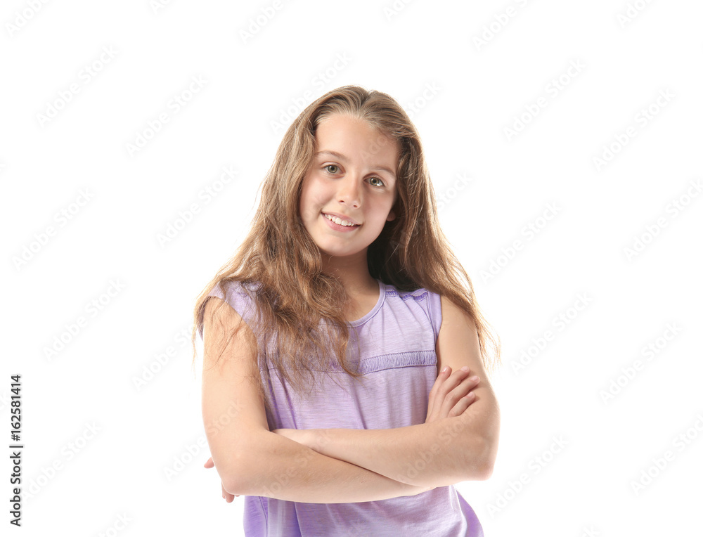 Cute teenager girl on white background Cute teenager girl on white background