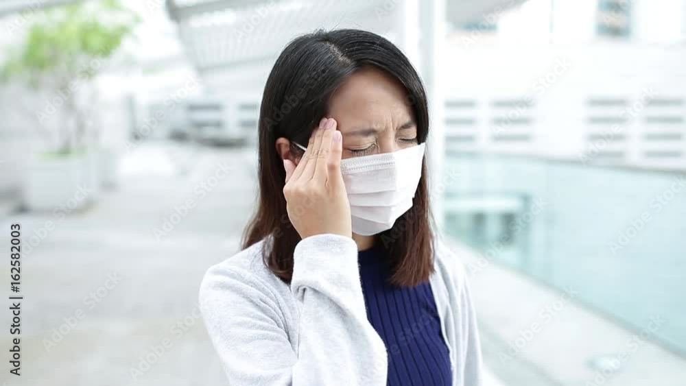 Woman feeling sick at outdoor Woman feeling sick at outdoor