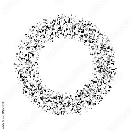 Dense black dots. Bagel frame with dense black dots on white background. Vector illustration.
