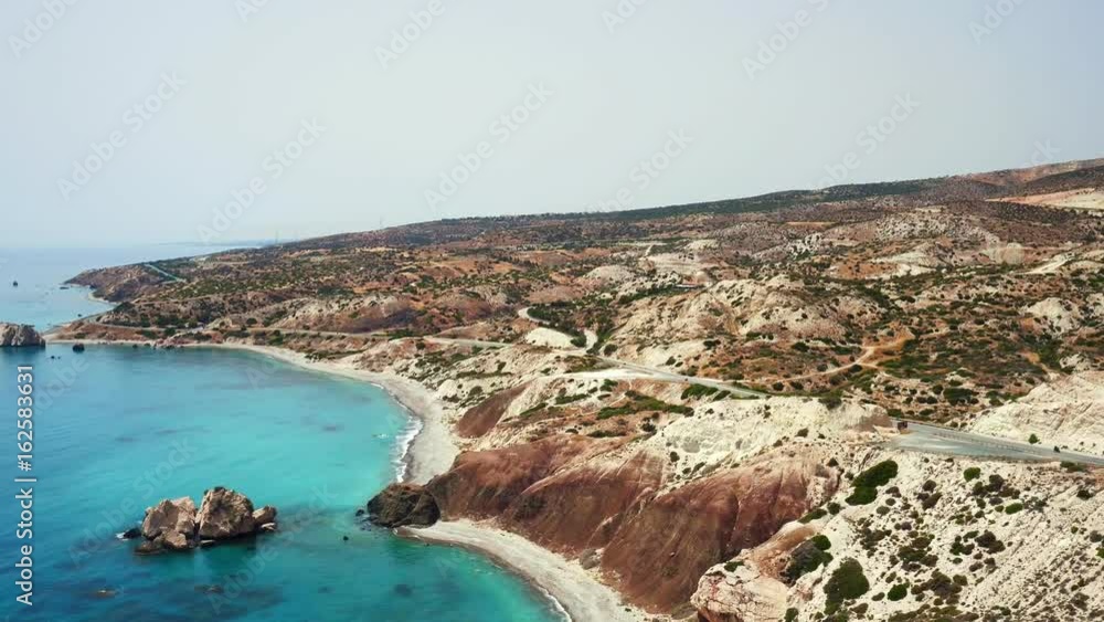 Aerial view The road along the beautiful blue coast Aerial view The road along the beautiful blue coast