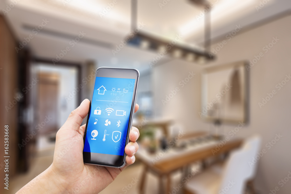 mobile phone in modern dining room mobile phone in modern dining room