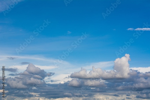 Landscape of blue sky with clouds on sunny day.