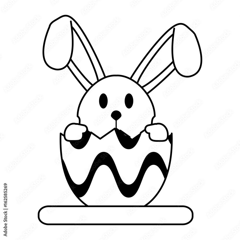 Obraz premium bunny or rabbit with decorated egg easter related icon image