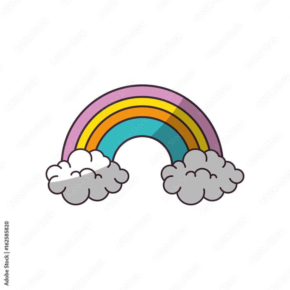 rainbow with clouds icon over white background vector illustration
