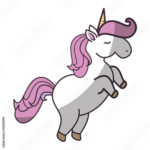 cartoon unicorn icon over white background colorful design vector illustration