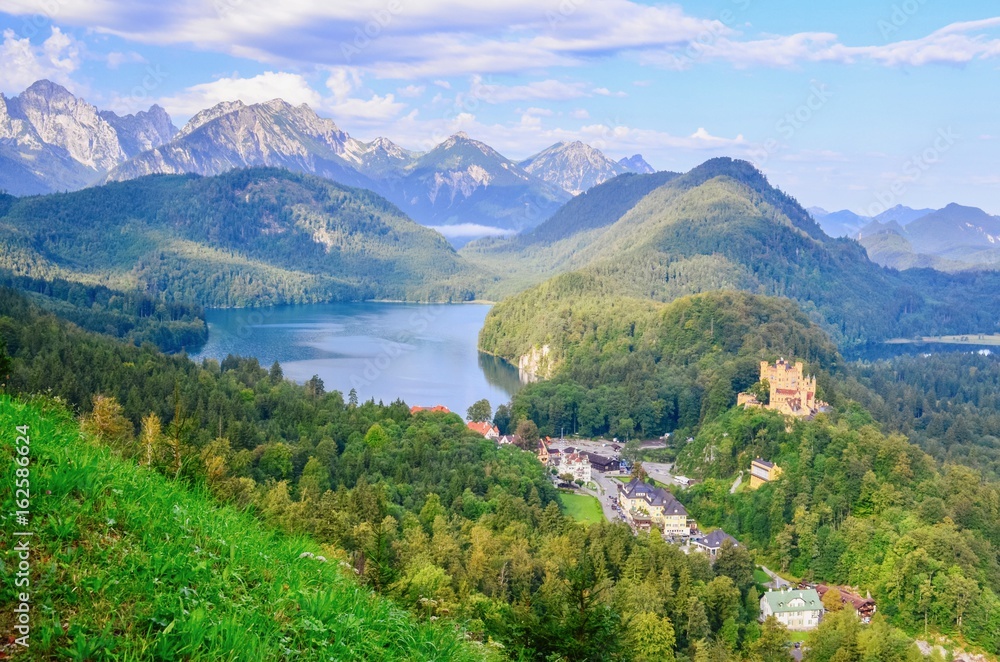 Beautiful View of the Bavarian Alps and Hohenschwangau Castle