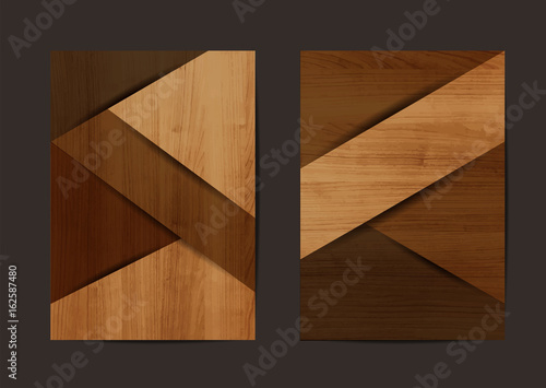 Wood texture background geometric cover business brochure vector design, Leaflet advertising modern poster magazine layout template, Annual report for presentation.