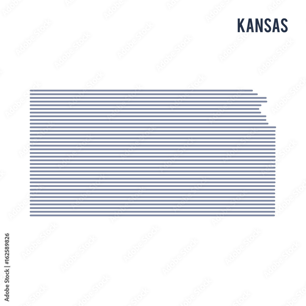 Vector abstract hatched map of State of Kansas with lines isolated on a white background. Vector abstract hatched map of State of Kansas with lines isolated on a white background.