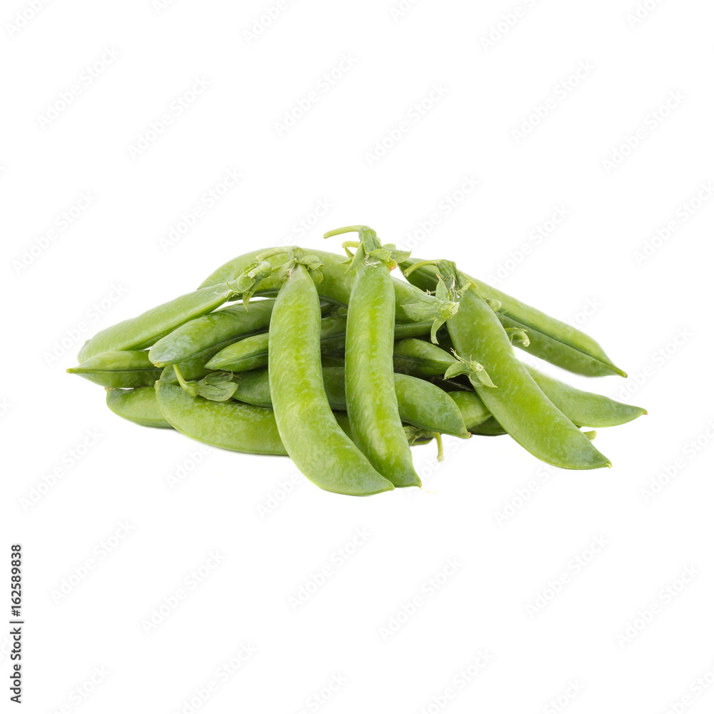 Pods of green peas, isolated on white Pods of green peas, isolated on white