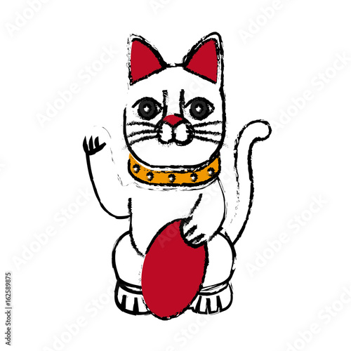 maneki-neko cat sitting lucky japanese culture