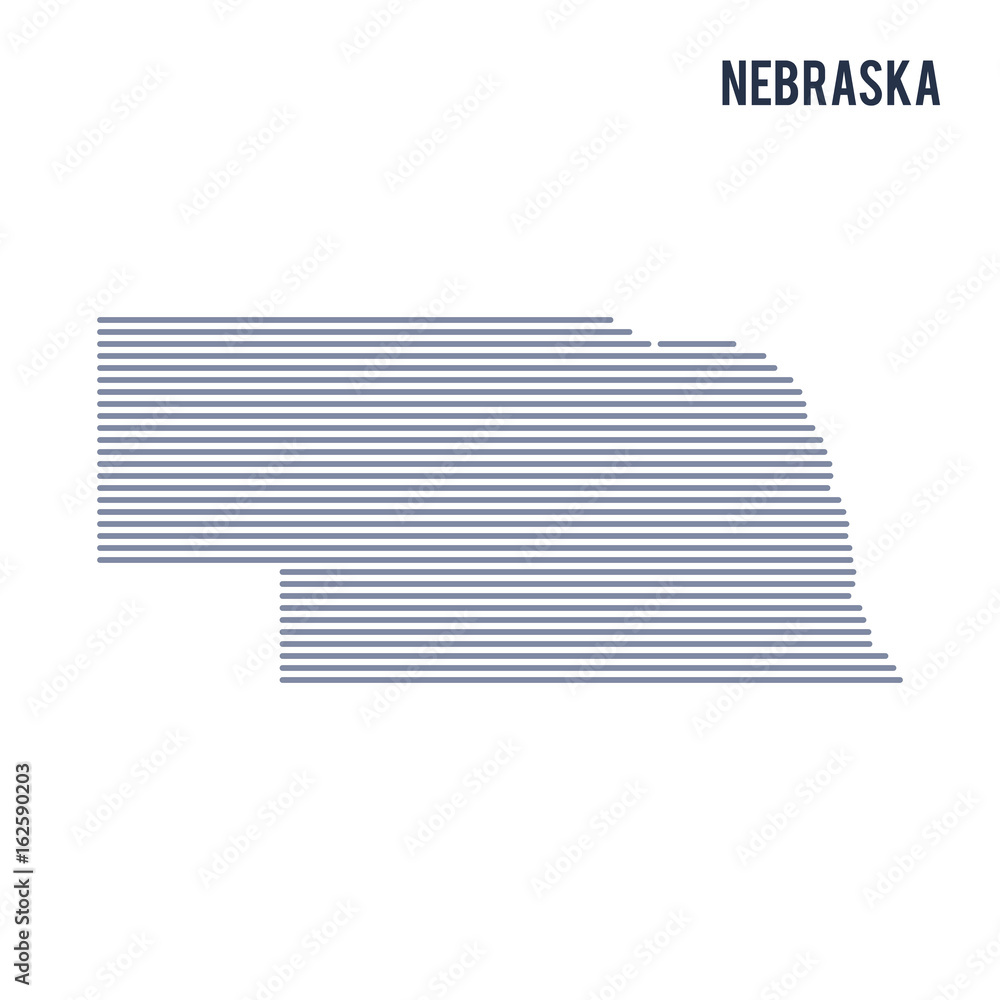 Vector abstract hatched map of State of Nebraska with lines isolated on a white background. Vector abstract hatched map of State of Nebraska with lines isolated on a white background.