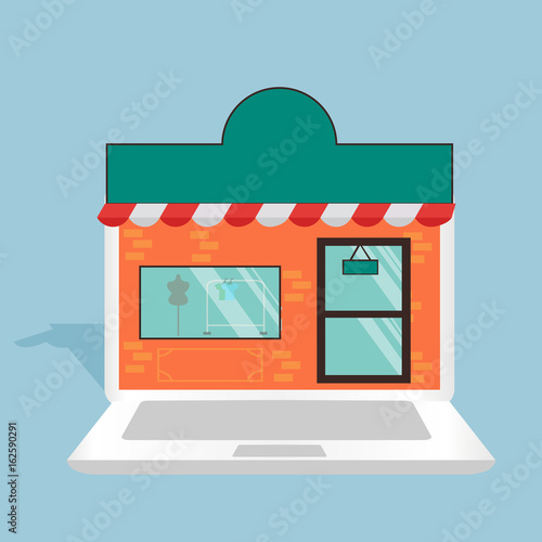 Shop online laptop concept illustration
