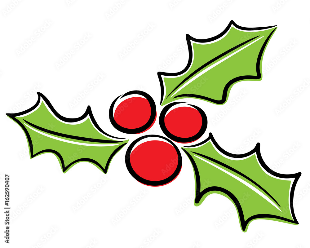 Cartoon Clipart Holly Stock Illustration | Adobe Stock