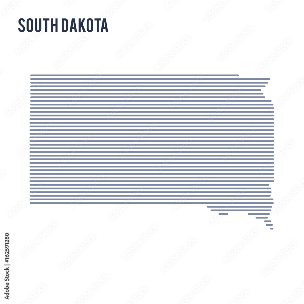 Vector abstract hatched map of State of South Dakota with lines isolated on a white background. Vector abstract hatched map of State of South Dakota with lines isolated on a white background.
