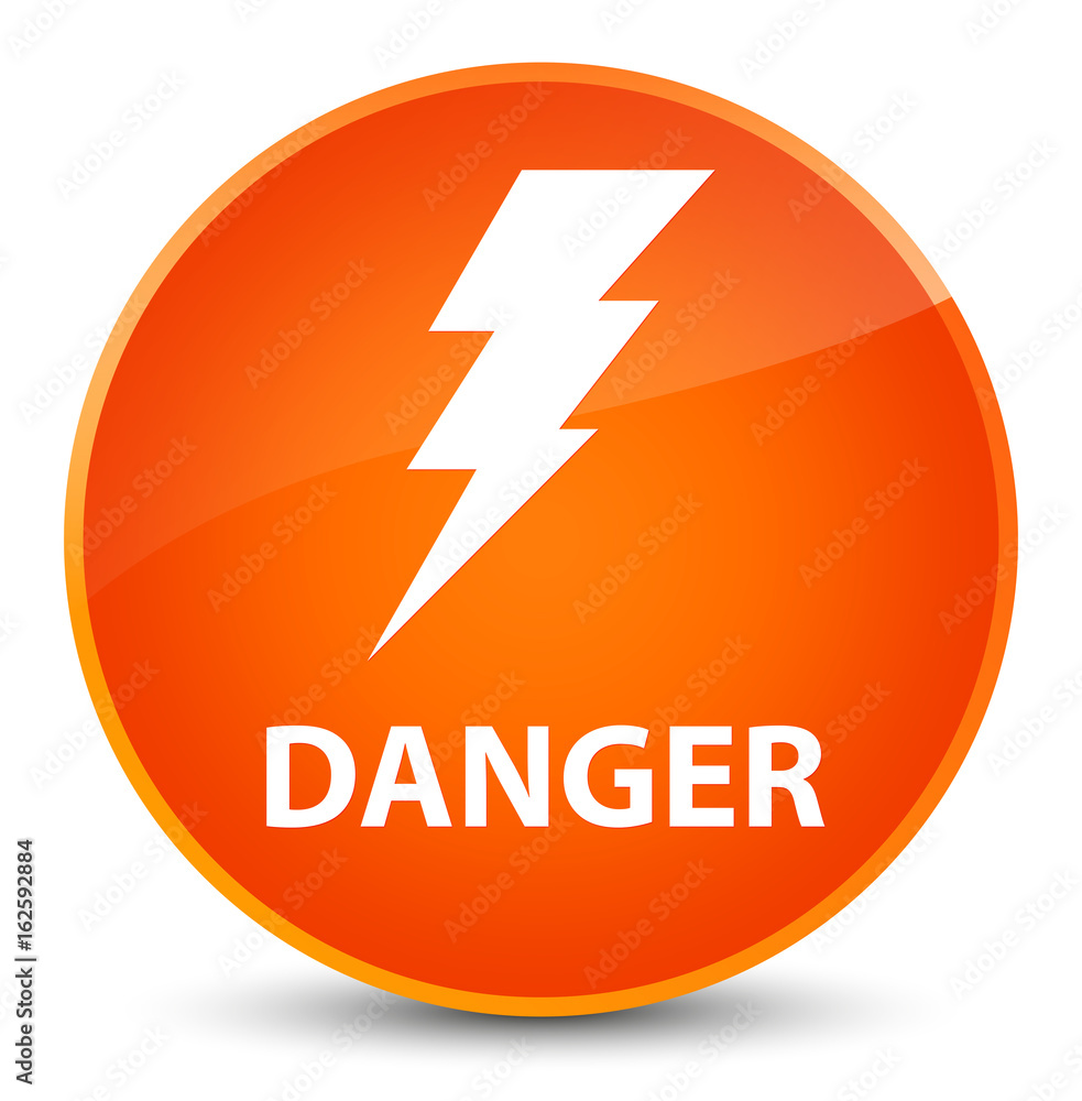 Danger (electricity icon) elegant orange round button Danger (electricity icon) elegant orange round button
