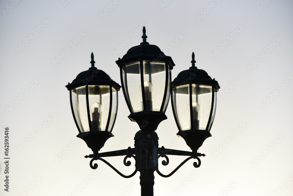 Standard lamp on street,Old lamp street lighting