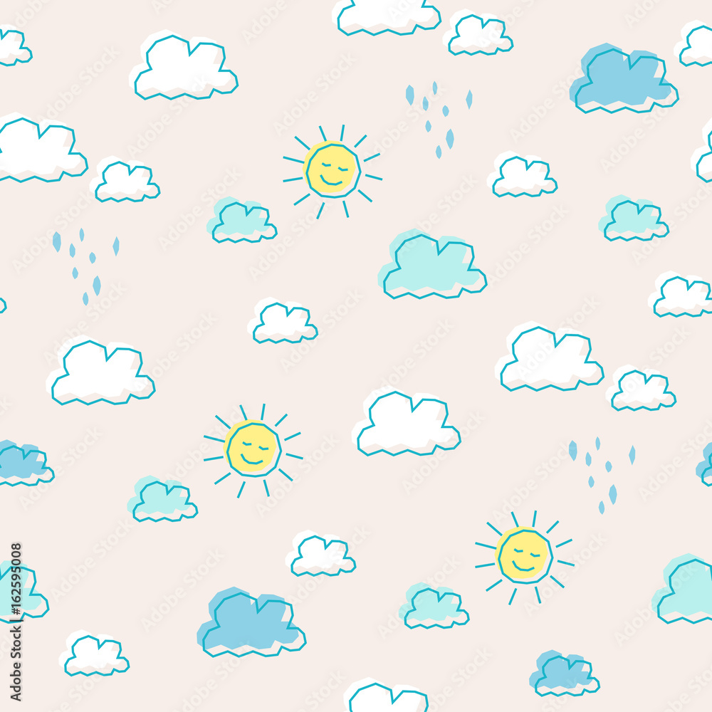 seamless pattern with sun and clouds seamless pattern with sun and clouds