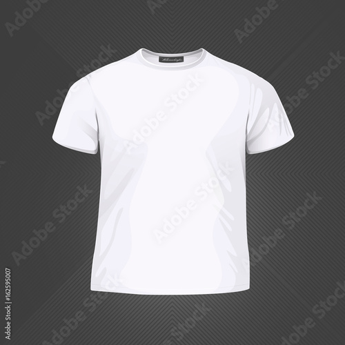 Basic white kids' t-shirt for print. Template for fashionable t-shirt. Vector Illustration