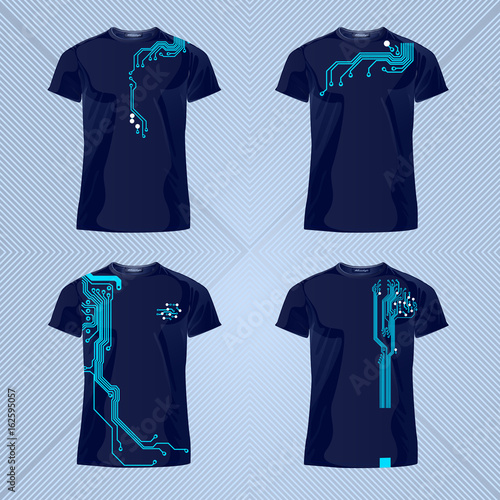 Original print for t-shirt. T-shirt with fashionable design - Abstract circuit board style. Vector Illustration