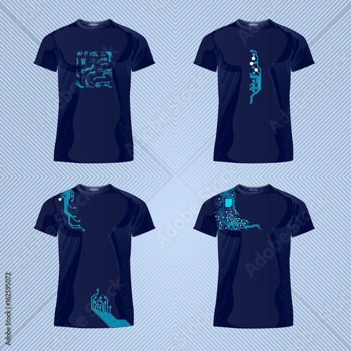 Original print for t-shirt. T-shirt with fashionable design - Abstract circuit board style. Vector Illustration