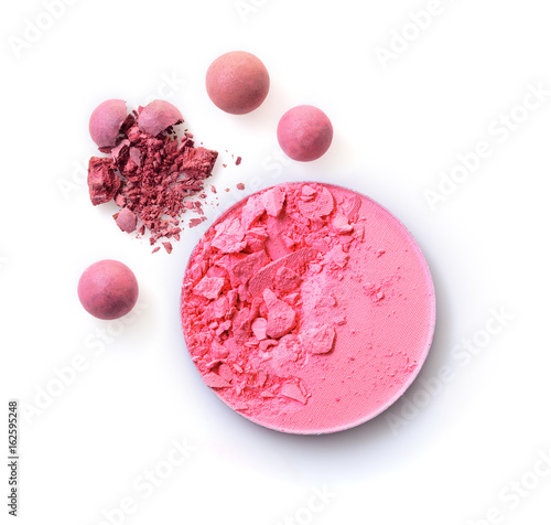 Pink crushed eyeshadow for make up as sample of cosmetic product