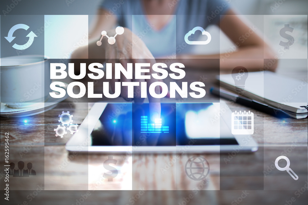 Business solutions on the virtual screen. Business concept. Business solutions on the virtual screen. Business concept.