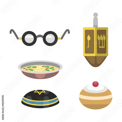 Judaism church traditional symbols isolated hanukkah religious synagogue passover hebrew jew vector illustration.