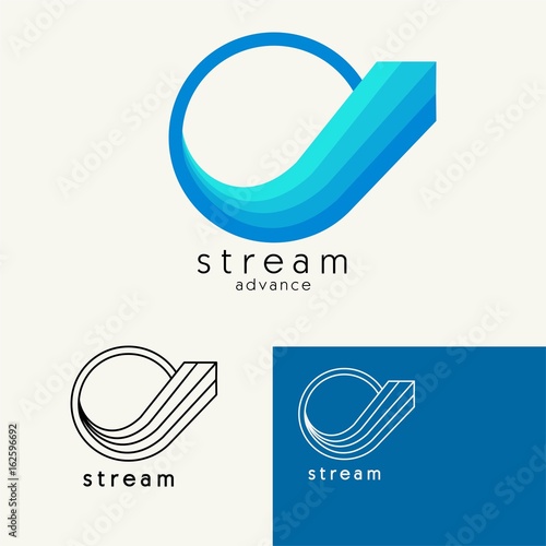 Arrow from circle tending upwards . Trendy minimalistic template design for logos, emblems, symbols, Icon. Vector elements with business card.