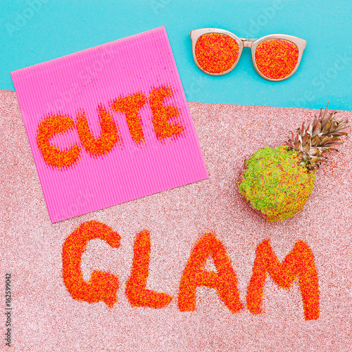 Text of sequins. Cute Glam Art Minimal photo