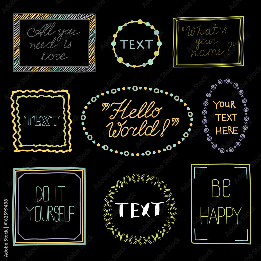 Doodle frames with text - hand drawn