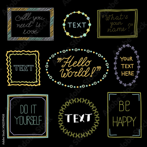 Doodle frames with text - hand drawn