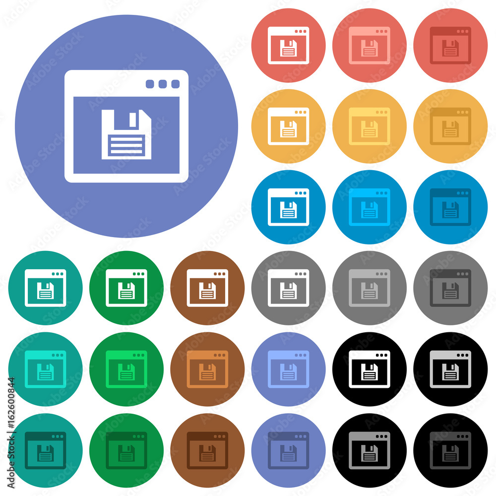 Save application round flat multi colored icons