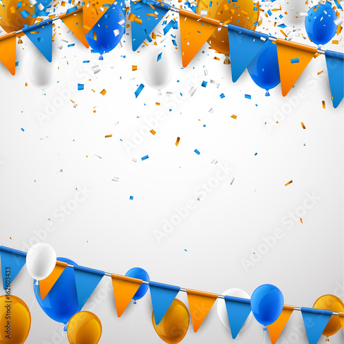Background with flags and balloons.