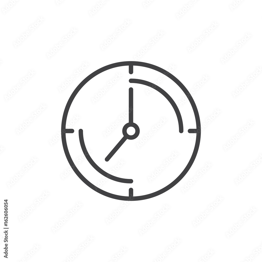 Clock line icon, outline vector sign, linear style pictogram isolated on white. Time symbol, logo illustration. Editable stroke. Pixel perfect graphics Clock line icon, outline vector sign, linear style pictogram isolated on white. Time symbol, logo illustration. Editable stroke. Pixel perfect graphics