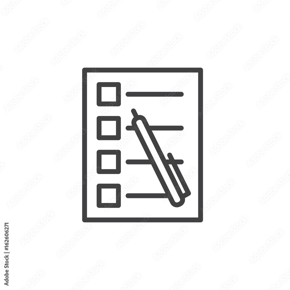 Document with pen line icon, outline vector sign, linear style pictogram isolated on white. Form symbol, logo illustration. Editable stroke. Pixel perfect graphics Document with pen line icon, outline vector sign, linear style pictogram isolated on white. Form symbol, logo illustration. Editable stroke. Pixel perfect graphics