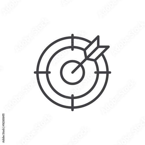 Target line icon, outline vector sign, linear style pictogram isolated on white. Goal symbol, logo illustration. Editable stroke. Pixel perfect graphics